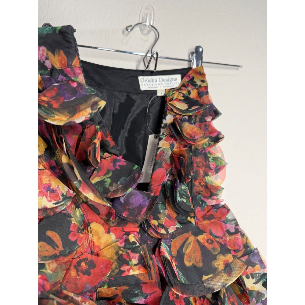 Anthropologie 3D Floral Ruffle Mini Skirt Multicolor Sz 4 Sm Whimsigoth Romantic - Picture 5 of 8